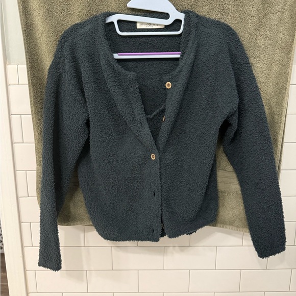 NATURAL LIFE Button-Up Cardigan with matching tank top. Charcoal. Teddy soft - Picture 5 of 5